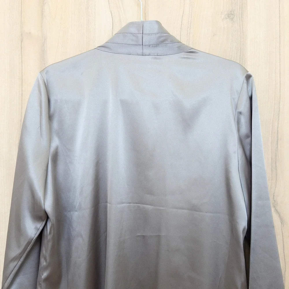 Chicos Womens Beaded Sunrise Jacket Size‎ M Silver Open Front Quiet Luxury Chic